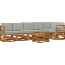 Ensembles De Meubles-vidaXL Ensemble de canapé d'angle 7 pcs Gris Naturel et Clair Naturel et gris clair