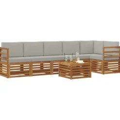 Ensembles De Meubles-vidaXL Ensemble de canapé d'angle 7 pcs Gris Naturel et Clair Naturel et gris clair
