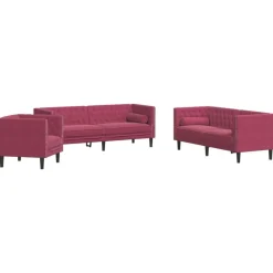vidaXL Ensemble de canapé Chesterfield et traversins 3 pcs velours