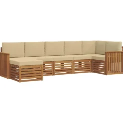 Ensembles De Meubles-vidaXL Ensemble de canapé d'angle avec coussin 7 pcs Naturel et beige
