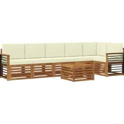 vidaXL Ensemble de canapé d'angle avec coussin 7 pcs Naturel et Crème