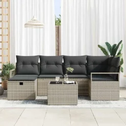 Mobilier De Jardin-vidaXL Ensemble de canapé de jardin 7 pcs Poly rotin Gris clair