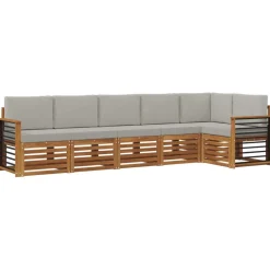 Ensembles De Meubles-vidaXL Ensemble de canapé d'angle 6 pcs Gris Naturel et Clair Naturel et gris clair
