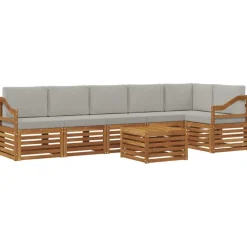 vidaXL Ensemble de canapé d'angle 7 pcs Gris Naturel et Clair