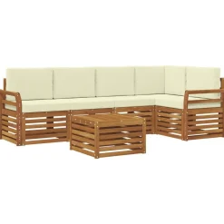 vidaXL Ensemble de canapé d'angle avec coussin 6 pcs Naturel et Crème