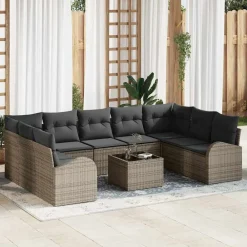 vidaXL Ensemble de canapé de jardin avec coussin 10 pcs polyrotin