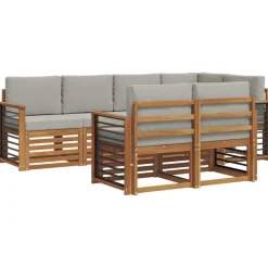 Ensembles De Meubles-vidaXL Ensemble de canapé d'angle 7 pcs Gris Naturel et Clair Naturel et gris clair