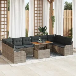 vidaXL Ensemble de canapé de jardin 11 pcs Poly rotin