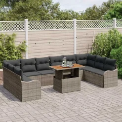 vidaXL Ensemble de canapé de jardin 11 pcs Poly rotin