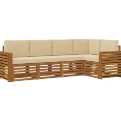Ensembles De Meubles-vidaXL Ensemble de canapé d'angle avec coussin 5 pcs Naturel et beige