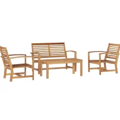 Mobilier De Jardin-vidaXL Ensemble de canapé de jardin 4 pcs Bois de teck massif Naturel