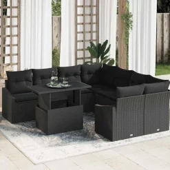 vidaXL Ensemble de canapé de jardin avec coussin 9 pcs polyrotin