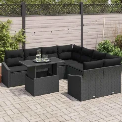 vidaXL Ensemble de canapé de jardin avec coussin 9 pcs polyrotin