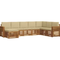Ensembles De Meubles-vidaXL Ensemble de canapé d'angle avec coussin 8 pcs Naturel et beige