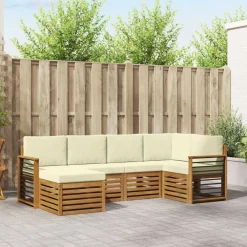 Ensembles De Meubles-vidaXL Ensemble de canapé d'angle avec coussin 6 pcs Naturel et Crème Naturel et cr&egrave;me