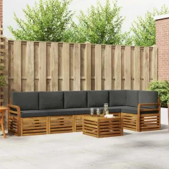 Ensembles De Meubles-vidaXL Ensemble de canapé d'angle 7 pcs Naturel et anthracite