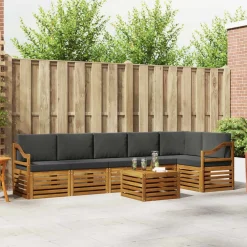 Ensembles De Meubles-vidaXL Ensemble de canapé d'angle 7 pcs Naturel et anthracite