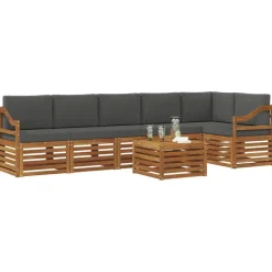 Ensembles De Meubles-vidaXL Ensemble de canapé d'angle 7 pcs Naturel et anthracite