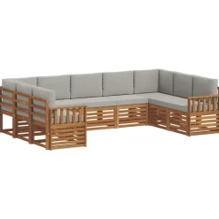 vidaXL Ensemble de canapé d'angle 9 pcs Gris Naturel et Clair