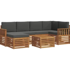 Ensembles De Meubles-vidaXL Ensemble de canapé d'angle 7 pcs Naturel et anthracite