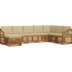 Ensembles De Meubles-vidaXL Ensemble de canapé d'angle avec coussin 8 pcs Naturel et beige