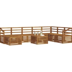 Ensembles De Meubles-vidaXL Ensemble de canapé d'angle 9 pcs Bois d'Acacia Massif Naturel