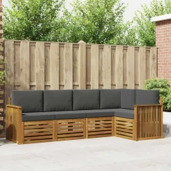 Ensembles De Meubles-vidaXL Ensemble de canapé d'angle 5 pcs Naturel et anthracite