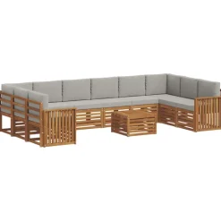 Ensembles De Meubles-vidaXL Ensemble de canapé d'angle 11 pcs Gris Naturel et Clair Naturel et gris clair