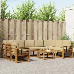 Ensembles De Meubles-vidaXL Ensemble de canapés d'extérieur 10 pcs Naturel et beige