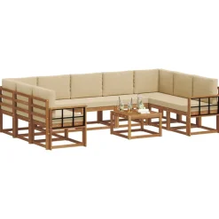 Ensembles De Meubles-vidaXL Ensemble de canapés d'extérieur 10 pcs Naturel et beige