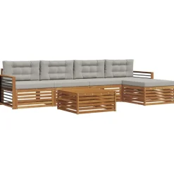 Ensembles De Meubles-vidaXL Ensemble de canapés d'extérieur 6 pcs Gris Naturel et Clair Naturel et gris clair