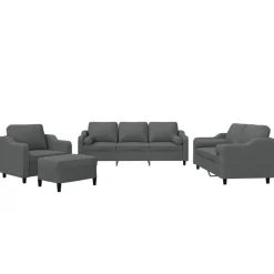 Canapés-vidaXL Ensemble de canapés 4 pcs coussins tissu Gris foncé