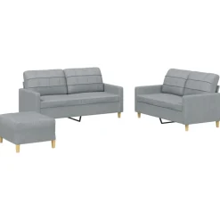 Canapés-vidaXL Ensemble de canapés 3 pcs avec coussins Tissu Gris clair
