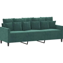 Canapés-vidaXL Ensemble de canapés 4 pcs avec coussins Velours Vert foncé