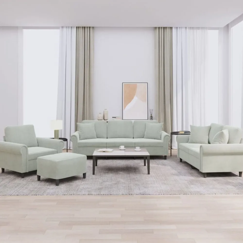 vidaXL Ensemble de canapés 4 pcs avec coussins velours