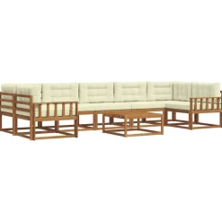 vidaXL Ensemble de canapés d'extérieur 8 pcs Naturel et Crème