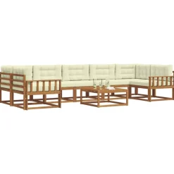vidaXL Ensemble de canapés d'extérieur 8 pcs Naturel et Crème