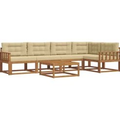 Ensembles De Meubles-vidaXL Ensemble de canapés d'extérieur 6 pcs Naturel et beige