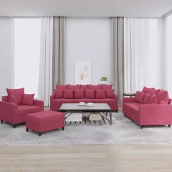 Canapés-vidaXL Ensemble de canapés 4 pcs avec coussins Velours Rouge bordeaux