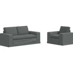 Canapés-vidaXL Ensemble de Canapés 2 pcs 182 x 80 x 82 cm tissu Gris foncé