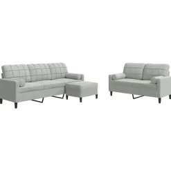 Canapés-vidaXL Ensemble de canapés 3 pcs et coussins et traversins velours Gris clair