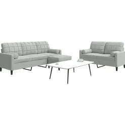 Canapés-vidaXL Ensemble de canapés 3 pcs et coussins et traversins velours Gris clair
