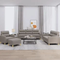 Canapés-vidaXL Ensemble de canapés 4 pcs avec coussins Tissu Taupe