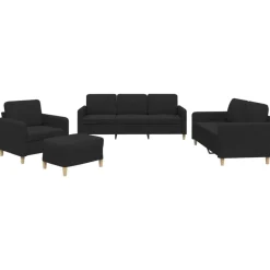 Canapés-vidaXL Ensemble de canapés 4 pcs avec coussins Tissu Noir
