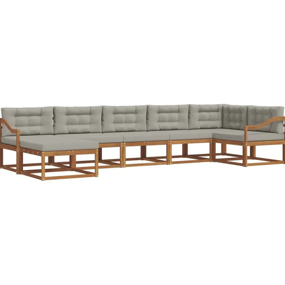 Ensembles De Meubles-vidaXL Ensemble de canapés d'extérieur 7 pcs Gris Naturel et Clair Naturel et gris clair