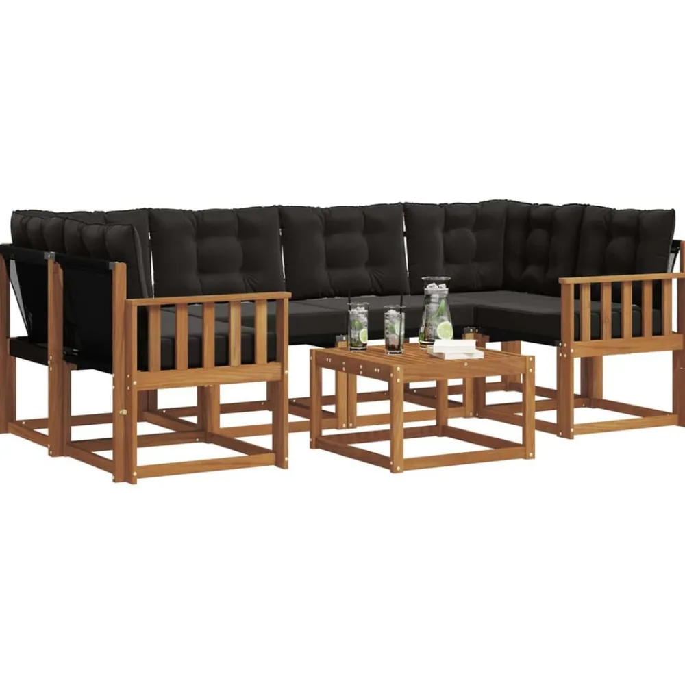 Ensembles De Meubles-vidaXL Ensemble de canapés d'extérieur 7 pcs Naturel et noir