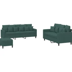 Canapés-vidaXL Ensemble de canapés 3 pcs avec coussins Velours Vert foncé