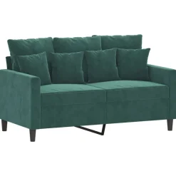 Canapés-vidaXL Ensemble de canapés 3 pcs avec coussins Velours Vert foncé