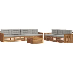 vidaXL Ensemble de canapés d'extérieur 8 pcs Gris Naturel et Clair