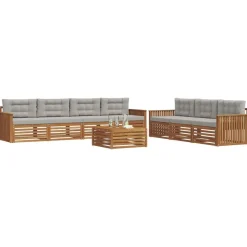 vidaXL Ensemble de canapés d'extérieur 8 pcs Gris Naturel et Clair